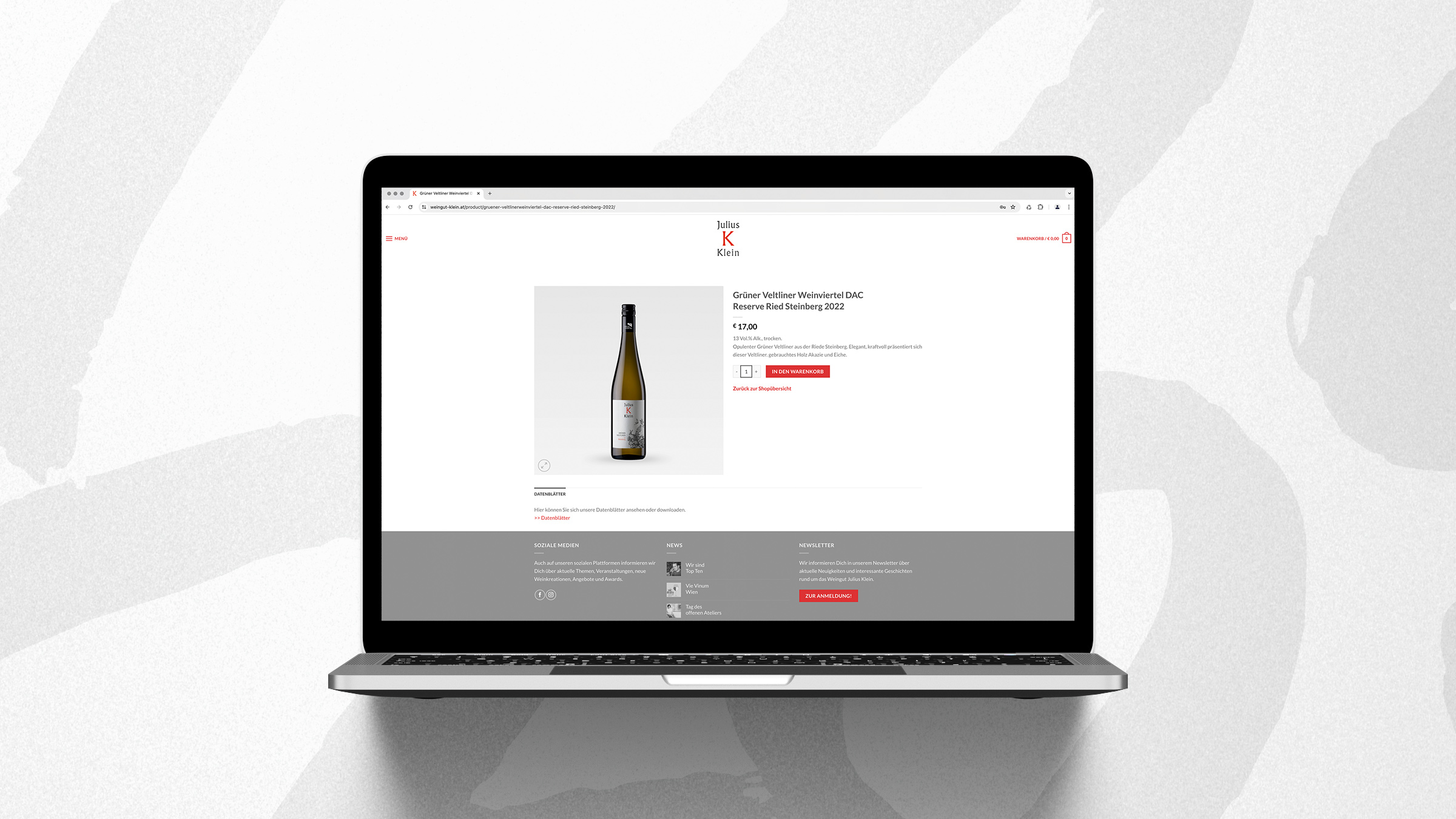 Titanweiss, Grafikstudio, Hanfthal, Weinviertel, Web Design, Weingut Julius Klein, Folgeseite